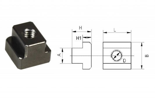 Aluminiowa nakrętka rowka teowego z gwintem M12 dla rowków 14 mm